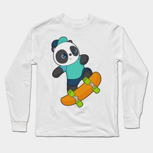 Panda Skater Skateboard Long Sleeve T-Shirt